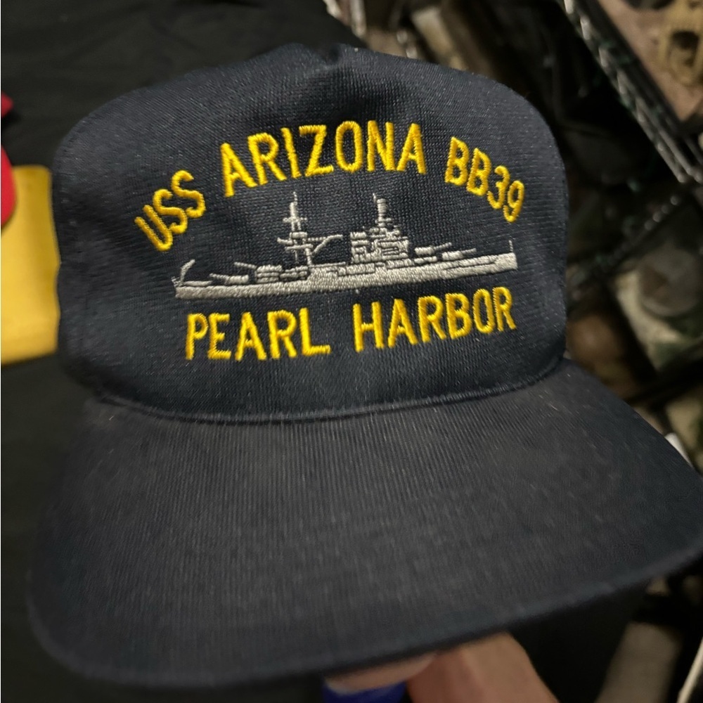 Vintage Blue USS ARIZONA BB39 PEARL HARBOR Unisex Hat Adjustable By NorthstarUSA